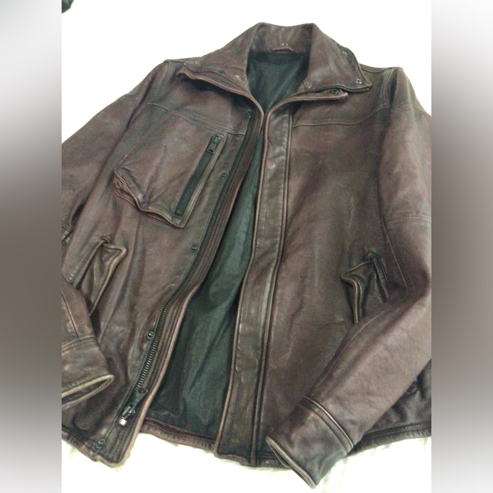 Rogue distressed  burgundy leather jacket